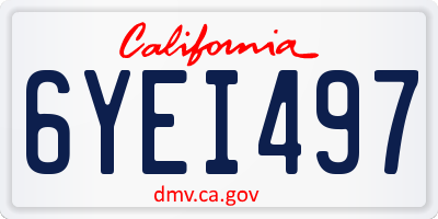CA license plate 6YEI497