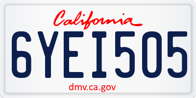 CA license plate 6YEI505