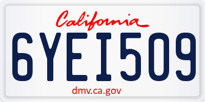 CA license plate 6YEI509