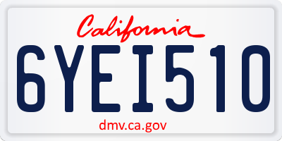 CA license plate 6YEI510