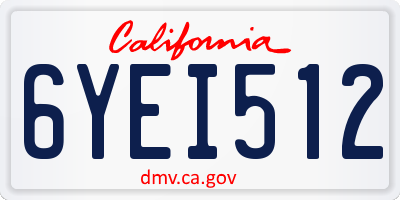 CA license plate 6YEI512