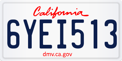 CA license plate 6YEI513