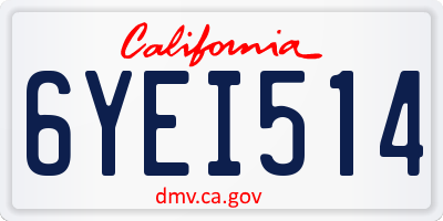 CA license plate 6YEI514