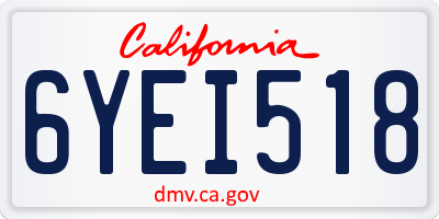 CA license plate 6YEI518