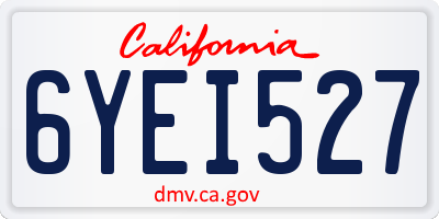 CA license plate 6YEI527
