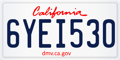 CA license plate 6YEI530