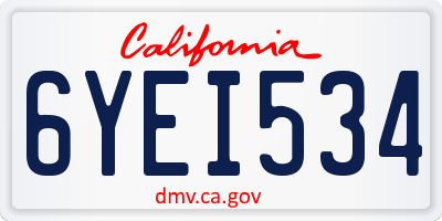 CA license plate 6YEI534