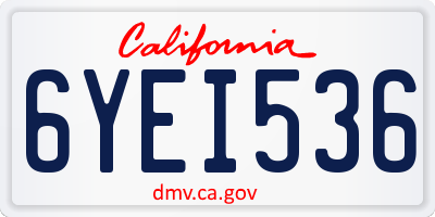CA license plate 6YEI536