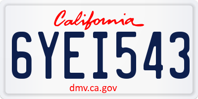 CA license plate 6YEI543
