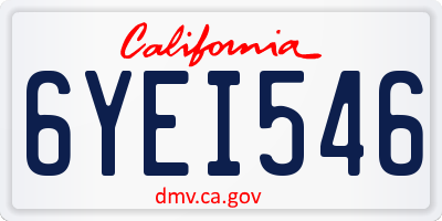CA license plate 6YEI546