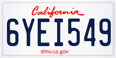 CA license plate 6YEI549