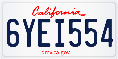 CA license plate 6YEI554