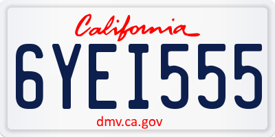 CA license plate 6YEI555