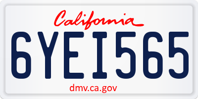 CA license plate 6YEI565