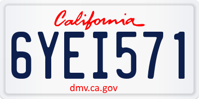 CA license plate 6YEI571
