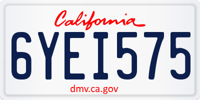 CA license plate 6YEI575