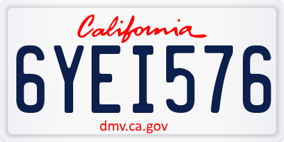 CA license plate 6YEI576