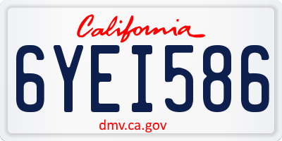 CA license plate 6YEI586
