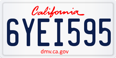 CA license plate 6YEI595