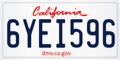 CA license plate 6YEI596
