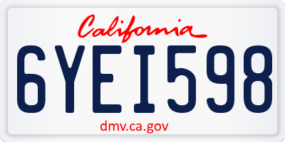 CA license plate 6YEI598