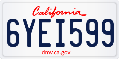 CA license plate 6YEI599