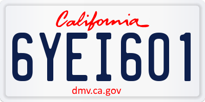 CA license plate 6YEI601