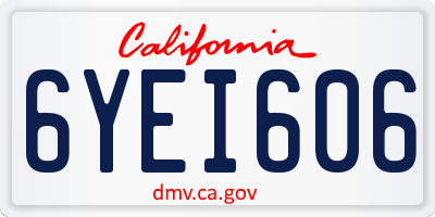 CA license plate 6YEI606