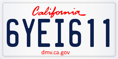 CA license plate 6YEI611
