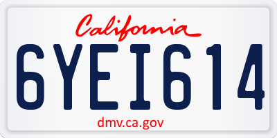 CA license plate 6YEI614