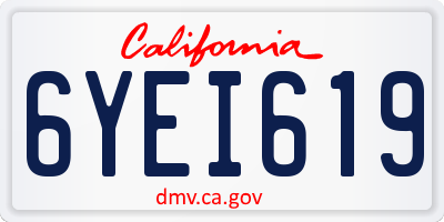 CA license plate 6YEI619