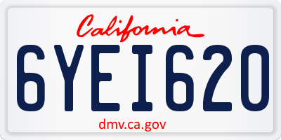 CA license plate 6YEI620