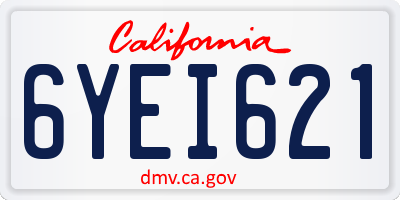 CA license plate 6YEI621