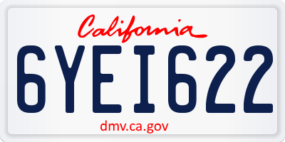 CA license plate 6YEI622