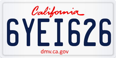 CA license plate 6YEI626