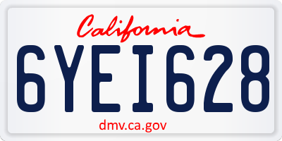 CA license plate 6YEI628
