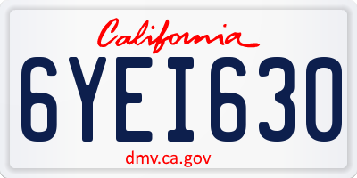 CA license plate 6YEI630