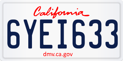 CA license plate 6YEI633