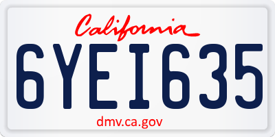 CA license plate 6YEI635