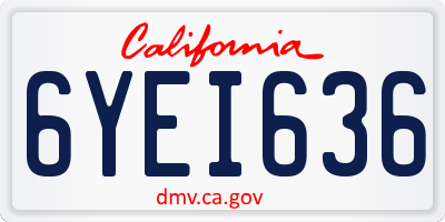 CA license plate 6YEI636