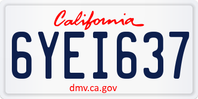 CA license plate 6YEI637