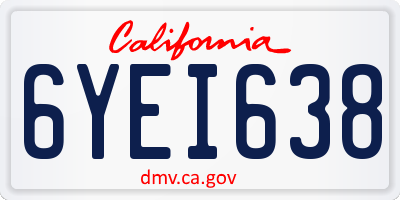 CA license plate 6YEI638