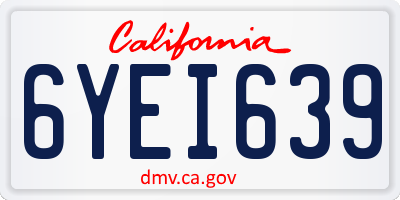CA license plate 6YEI639