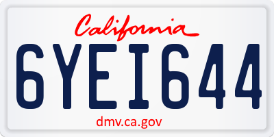 CA license plate 6YEI644