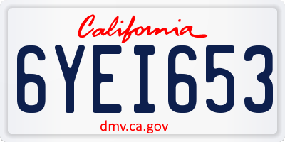 CA license plate 6YEI653