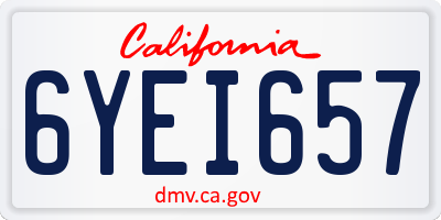 CA license plate 6YEI657