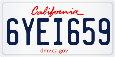 CA license plate 6YEI659