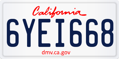 CA license plate 6YEI668