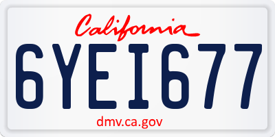 CA license plate 6YEI677