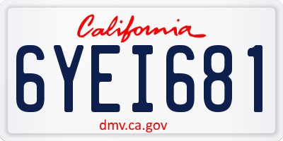 CA license plate 6YEI681
